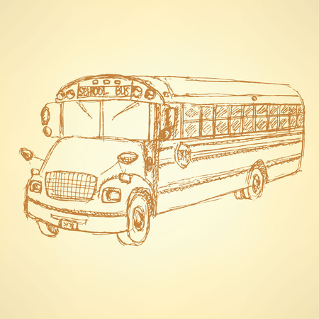 Sketch cute school bus in vintage style
のイラスト素材