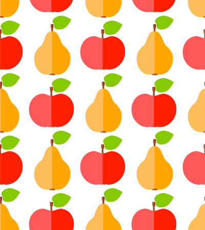 Cute flat apples and pears, food seamless pattern
のイラスト素材