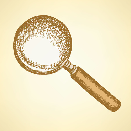 Sketch magnify glass in vintage style, backgroundのイラスト素材