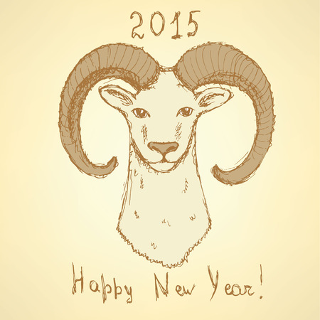 Sketch New Year ram in vintage style, background

のイラスト素材