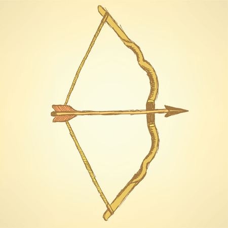 Sketch cute bow in vintage style, backgroundのイラスト素材