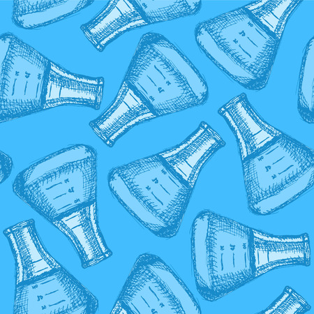 Sketch beaker in vintage style, vector seamless patternのイラスト素材