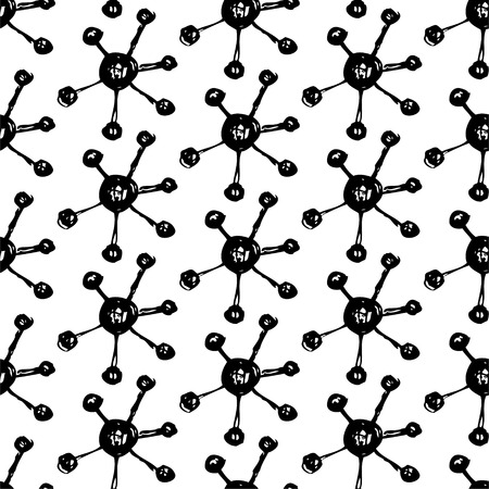 Sketch chemical element in vintage style, vector seamless patternのイラスト素材