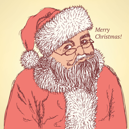 Sketch Santa Claus in vintage style, vector backgroundのイラスト素材