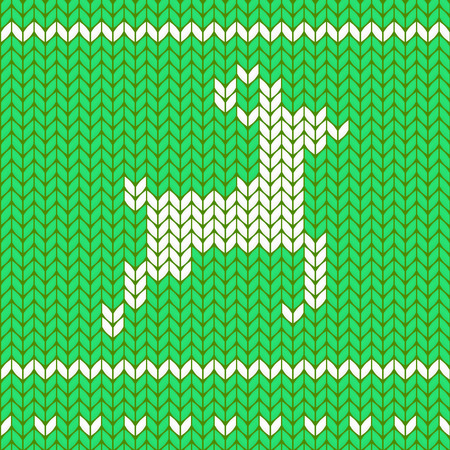 Flat knitting seamless pattern with deer, vintage cute vectorのイラスト素材