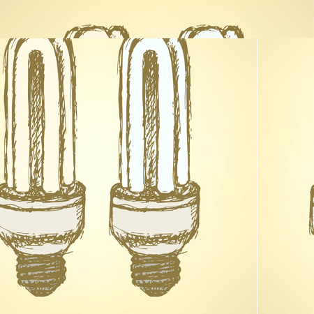 Sketch economic light bulb in vintage style, vectorのイラスト素材