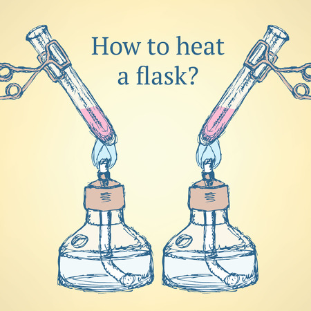 How to heat a flask in vintage style, vector