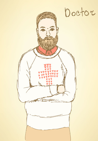 Sketch doctor in Mafia board game, vectorのイラスト素材