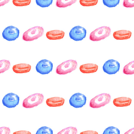 Watercolor tasty lollipop in vintage style, vector seamless patternのイラスト素材
