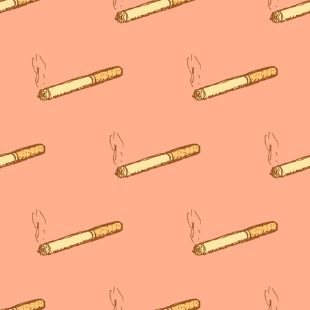 Sketch cigarette in vintage style, vector seamless patternのイラスト素材