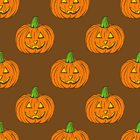 Sketch carved pumpkin in vintage styleのイラスト素材