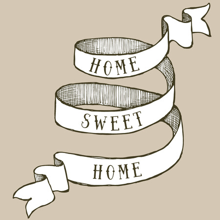 Home sweet home ribbon in vintage style, vectorのイラスト素材