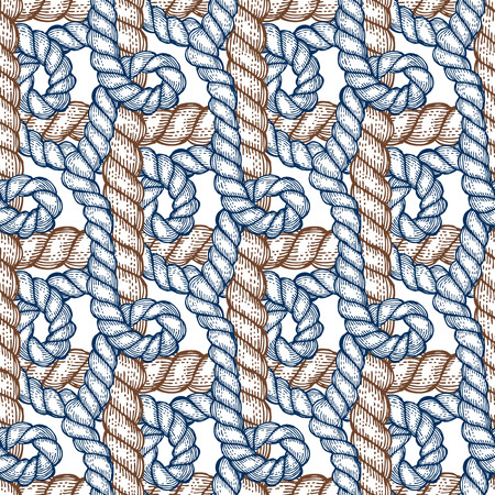 Engraved rope with swirls in vintage style, seamless patternのイラスト素材