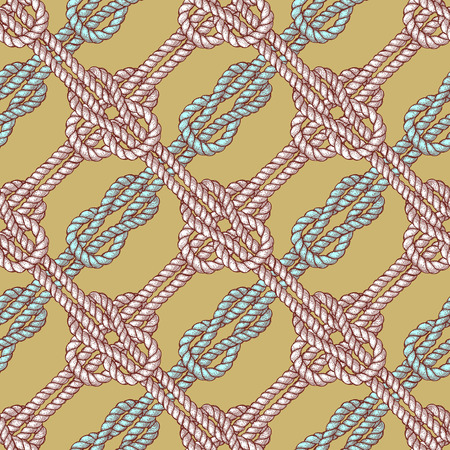 Engraved diagonal sailor knot in vintage style, vector seamless patternのイラスト素材