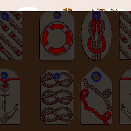 Marine tags in vintage style, engraved vector templateのイラスト素材