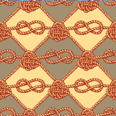 Engraved pattern with ropes in vintage style, vector tileのイラスト素材