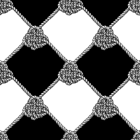 Engraved pattern with ropes in vintage style, vector tileのイラスト素材