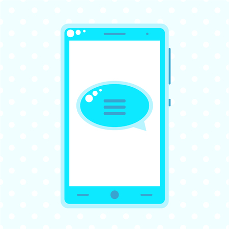 Blue mobile phone with speech buble, templateのイラスト素材