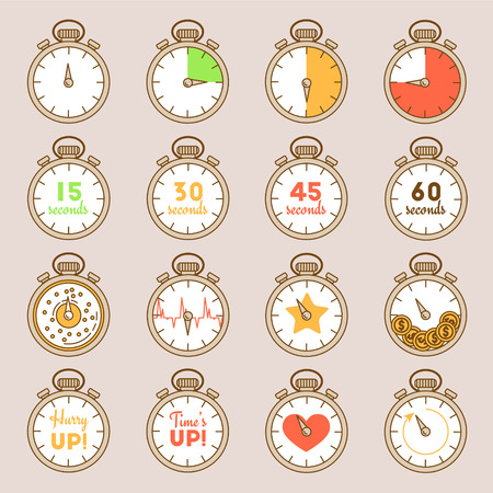 line set of timers. Hurry up design, time's up collection.のイラスト素材