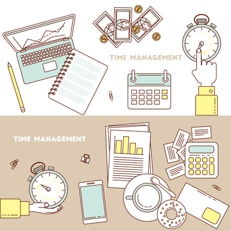 Time management banners. Timing line designのイラスト素材