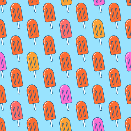 Ice cream cream vector seamless pattern. Colorful line design.のイラスト素材
