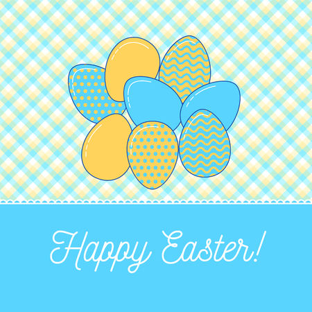 Easter eggs, Happy Easter vector illustration. Colorful set of line design eggs.のイラスト素材