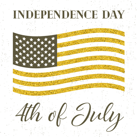 4th of July, independence day of the United States of America, vector golden posterのイラスト素材