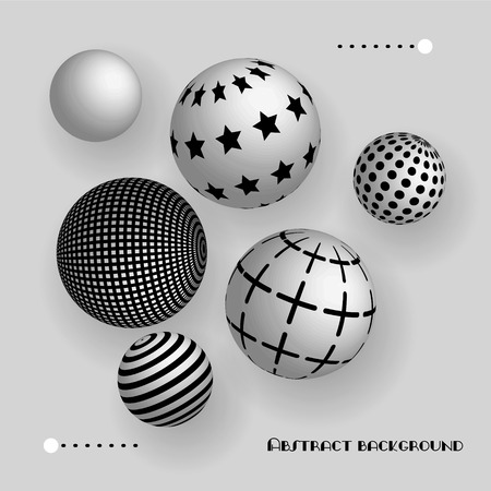 Abstract 3d balls floating in the air, vector realistic backgroundのイラスト素材