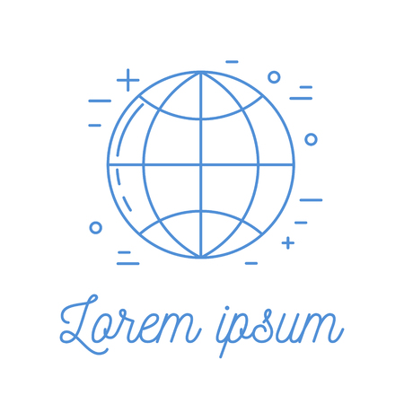 Internet icon with a globe, thin line logotype designのイラスト素材