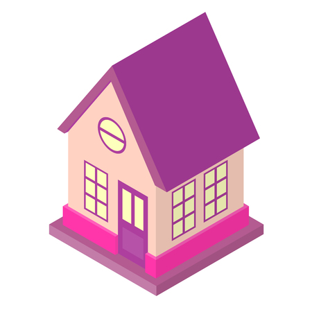 Isometric house, low poly design. Suburb 3d buildingのイラスト素材