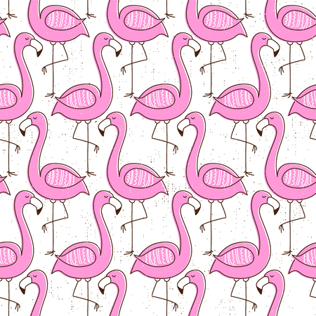 Flamingo seamless pattern, vintage exotic vector designのイラスト素材