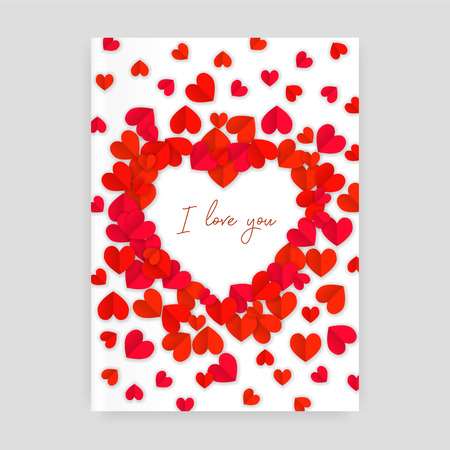 I love you postcard with hearts paper cutoutのイラスト素材