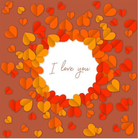I love you background with hearts paper cutoutのイラスト素材