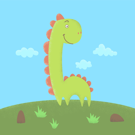 Dinosaur flat illustration with dot workのイラスト素材