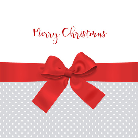 Red bow ribbon Christmas decoration with polka dot backgroundのイラスト素材