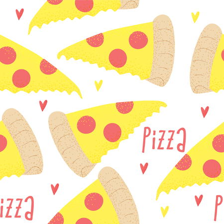 Pizza slice vector concept, hot italian pizza seamless patternのイラスト素材