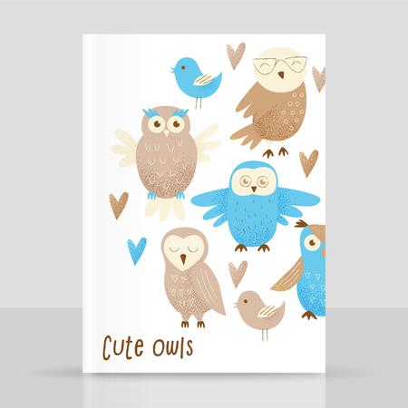 Cute owl, hand drawn design concept, celebration decor.のイラスト素材