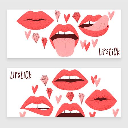 Lips with red lipstick, sexy concept advertisement.のイラスト素材