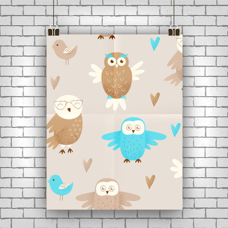 Cute owl, hand drawn design concept, celebration decor.のイラスト素材