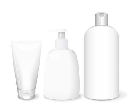 Cosmetics white templates set, vector 3D conceptのイラスト素材