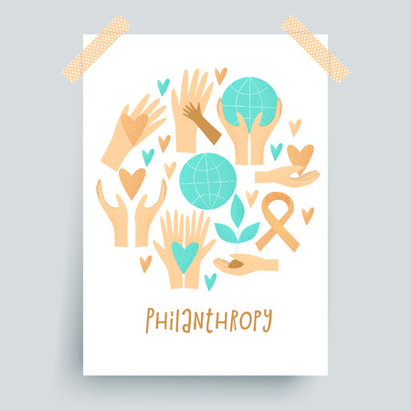 Philanthropy design, vector donation concept, charity illustration.のイラスト素材