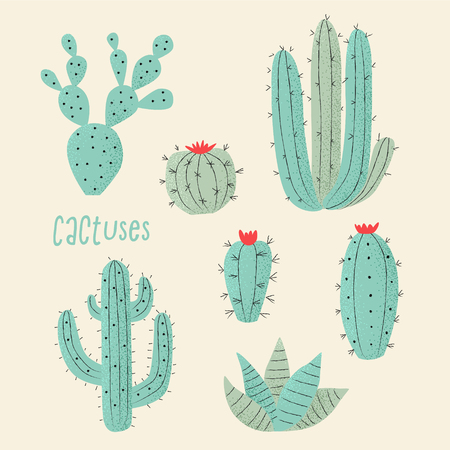 Cactus plant, vector stipple concept with heartsのイラスト素材