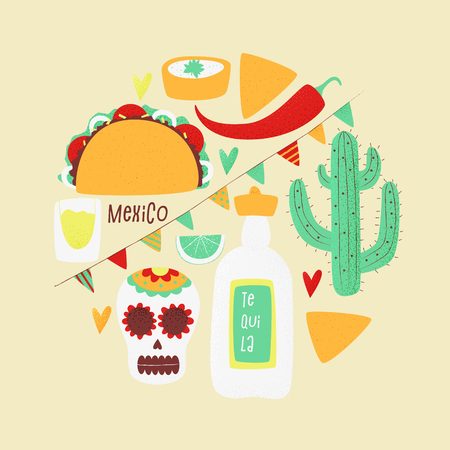 Cinco de mayo, Mexican vector design poster concept with tacoのイラスト素材