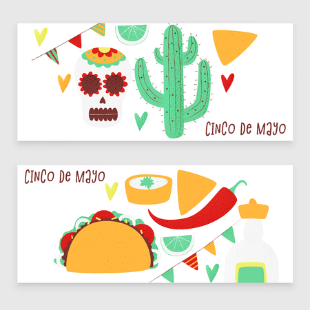 Cinco de mayo, Mexican vector design banner concept with tacoのイラスト素材