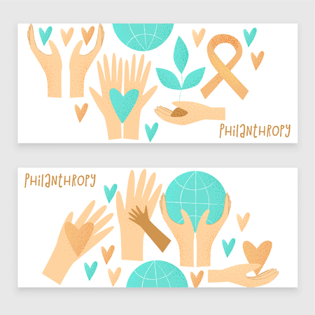 Philanthropy design, vector donation concept, charity illustration.のイラスト素材