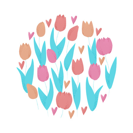 Tulip pink, red and orange spring vector design, colorful conceptのイラスト素材