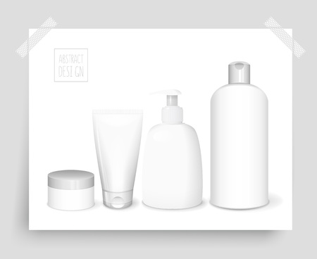 Cosmetics white templates set, vector 3D conceptのイラスト素材