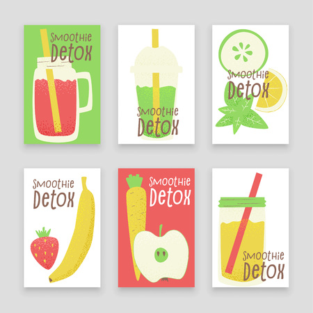 Detox smoothie, vector colorful concept, cartoon style designのイラスト素材
