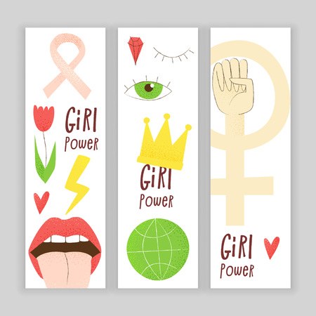 Girl power, vector feminist design, hand drawn conceptのイラスト素材