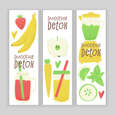 Detox smoothie, vector colorful concept, cartoon style designのイラスト素材
